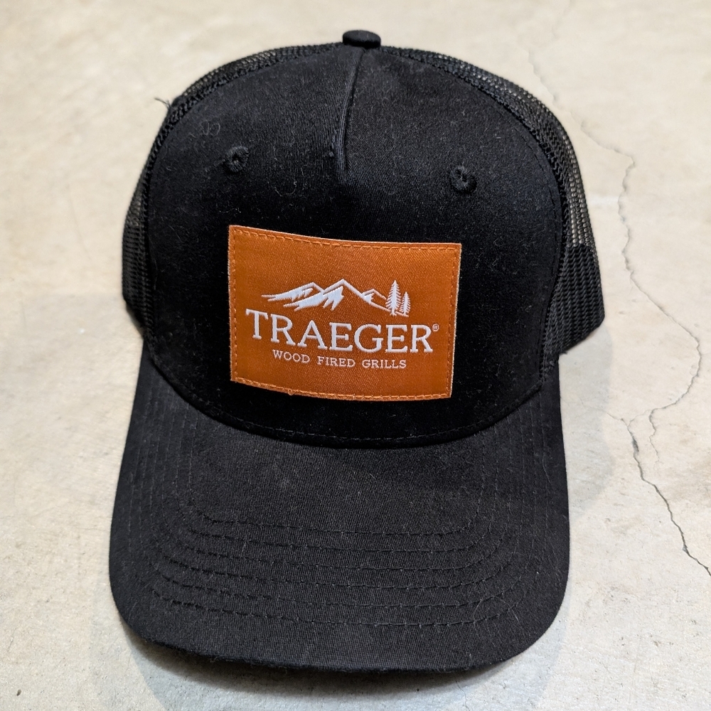 Traeger Trucker Hat Black Patch Orange Outdoor Grill Smoker